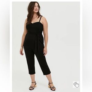 TORRID BLACK PREMIUM PONTE SELF TIE STRAPLESS JUMPSUIT, NWT